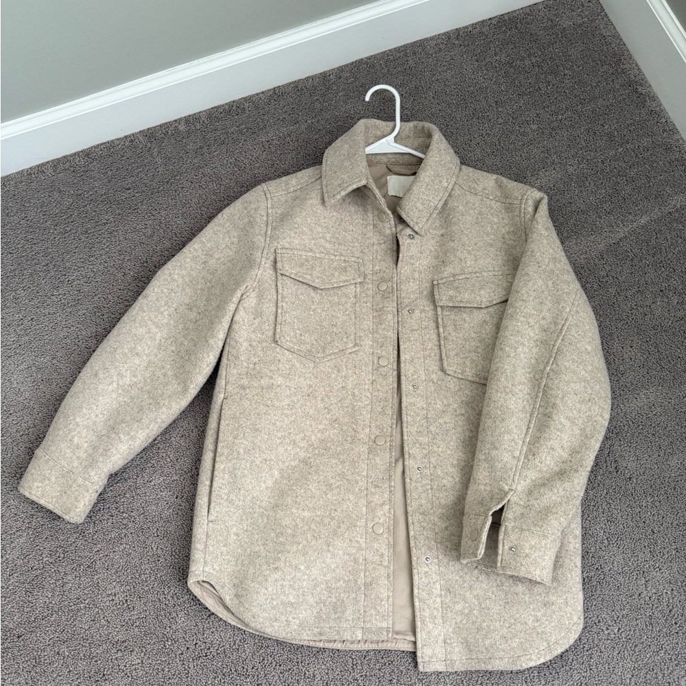H&M Beige Wool-Blend Shacket